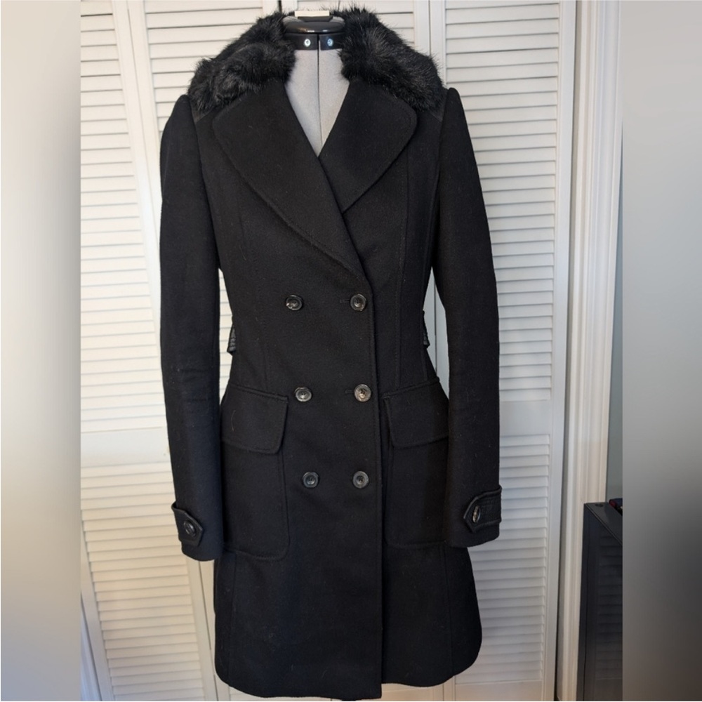 KAREN MILLEN Classic Investment Wool & Cashmere Double Breasted Coat size 6